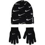 Nike Swoosh Pom Beanie & Glove Set - Grey