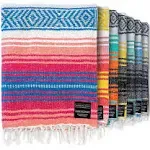 Benevolence La Authentic Mexican Blanket - Park Blanket, Handwoven Serape Blanket, Perfect As Beach Blanket, Picnic Blanket, Outdoor Blanket, Yoga Bla