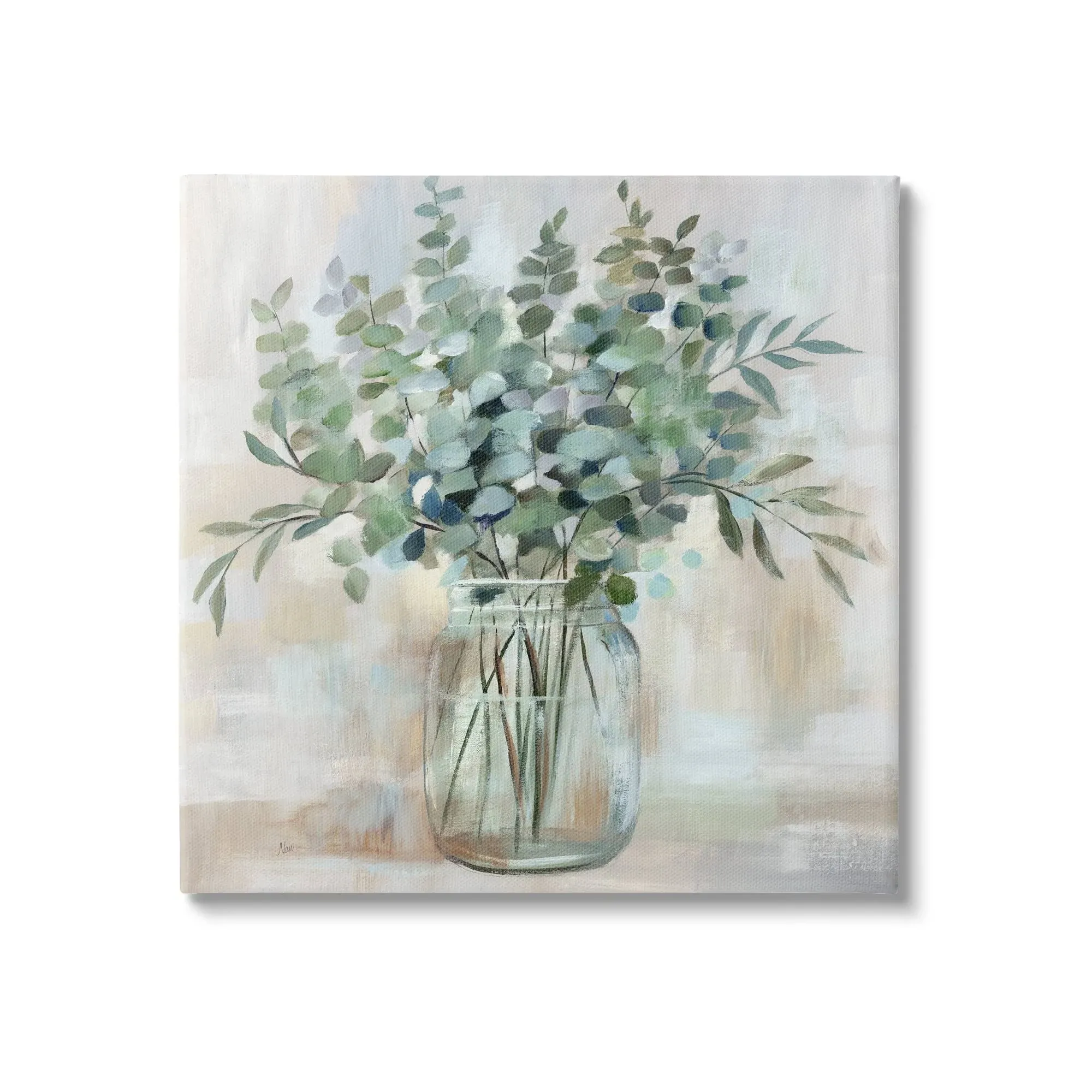 Stupell Industries Soothing Eucalyptus Flower Herb Arrangement Rustic Jar Canvas Wall Art, Design by Nan