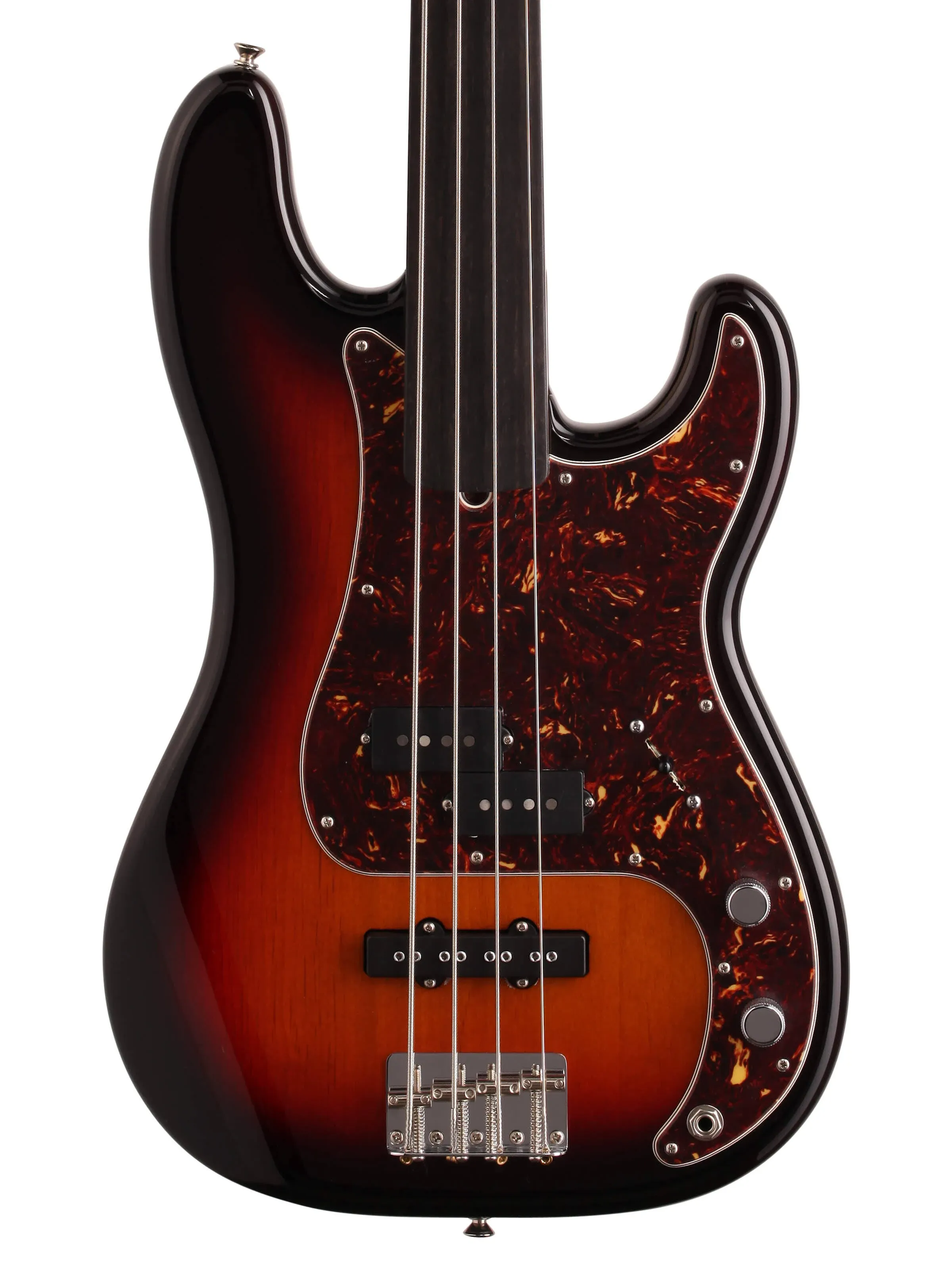 Fender Artist Series Tony Franklin Fretless Precision Bass 3-Color Sunburst, Ebony Bass Guitar