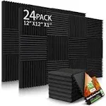 Dmsky 24 Pack Acoustic Panels, 1" x 12" x 12" Acoustic Foam Panels, Sound Proof Foam Panels, Self-Adhesive Soundproof Wall Panels,Fire-Proofed