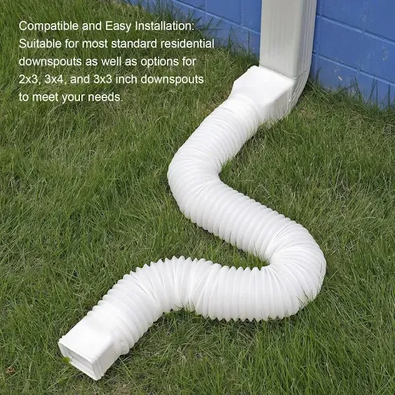 plusgutter White-2packRain Gutter Downspout Extensions Flexible, Drain Downspout Extender,Down Spout Drain Extender, Gutter con