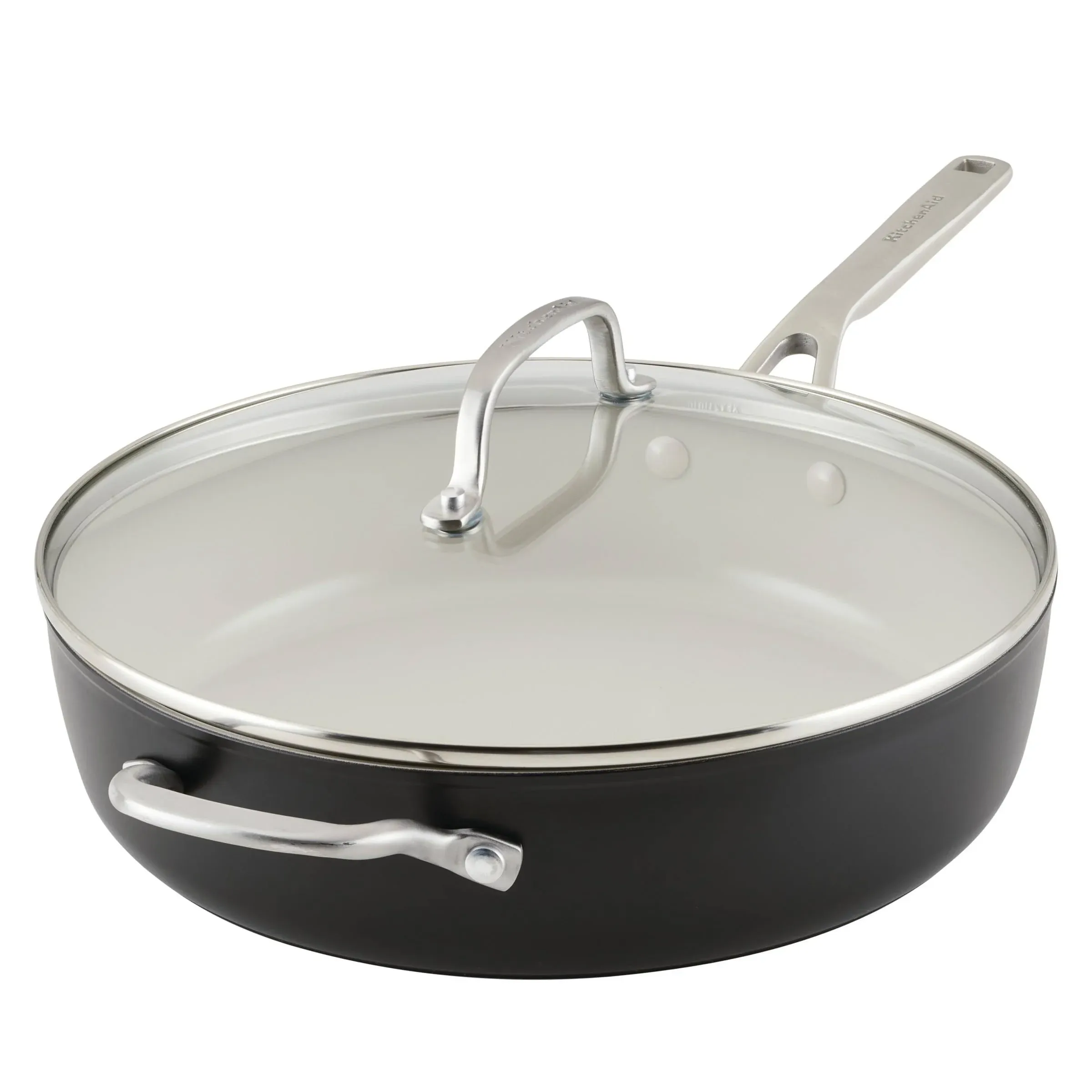 KitchenAid Hard Anodized Ceramic Nonstick 5 Quart Saute Pan with Lid - Matte Black