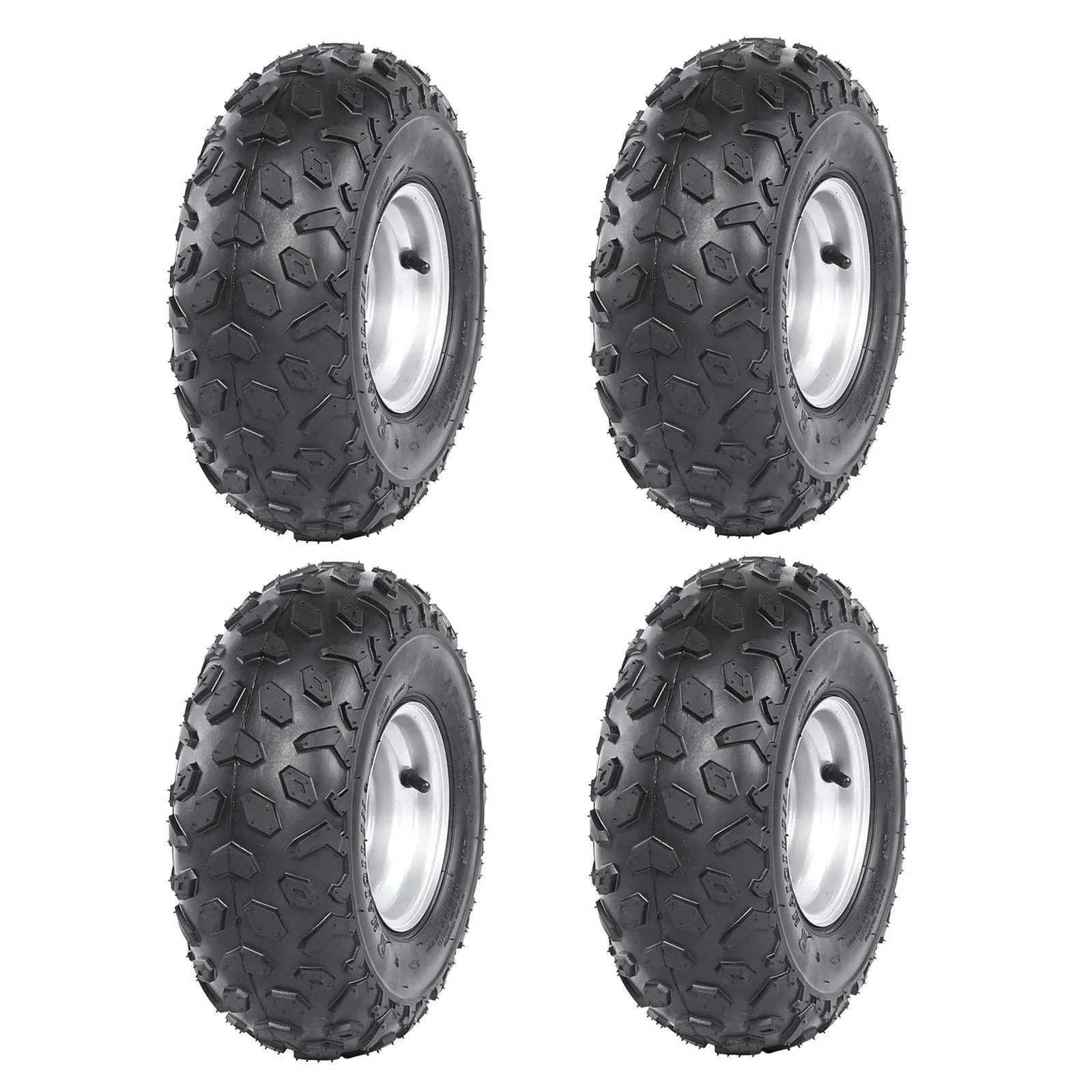 Set Of 4 ATV Go Kart Tires 145/70-6 With 6 inch Wheels Rims