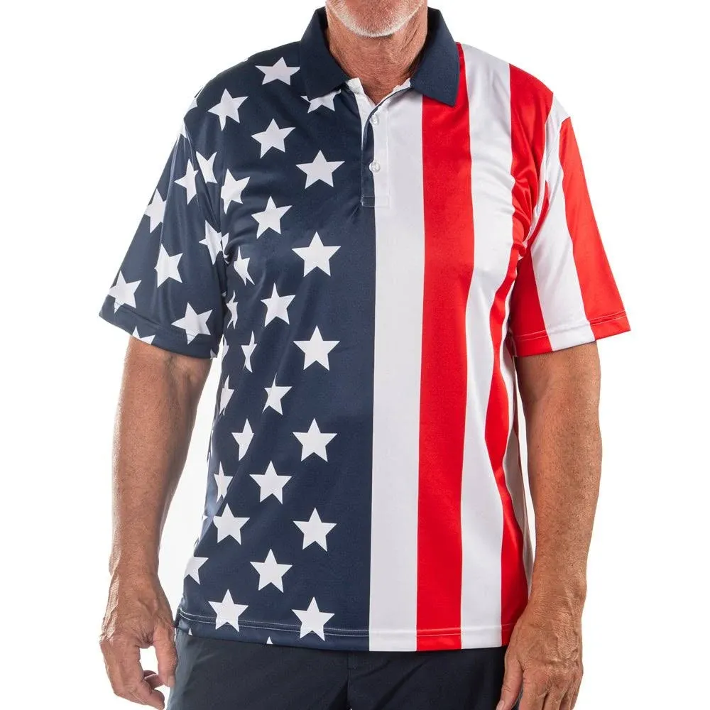 Men's Performance Golf American Flag Shirt | theflagshirts | L