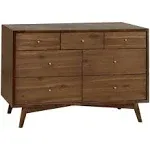 Babyletto Palma 7-Drawer Assembled Double Dresser in Natural Walnut, Greenguard Gold Certified