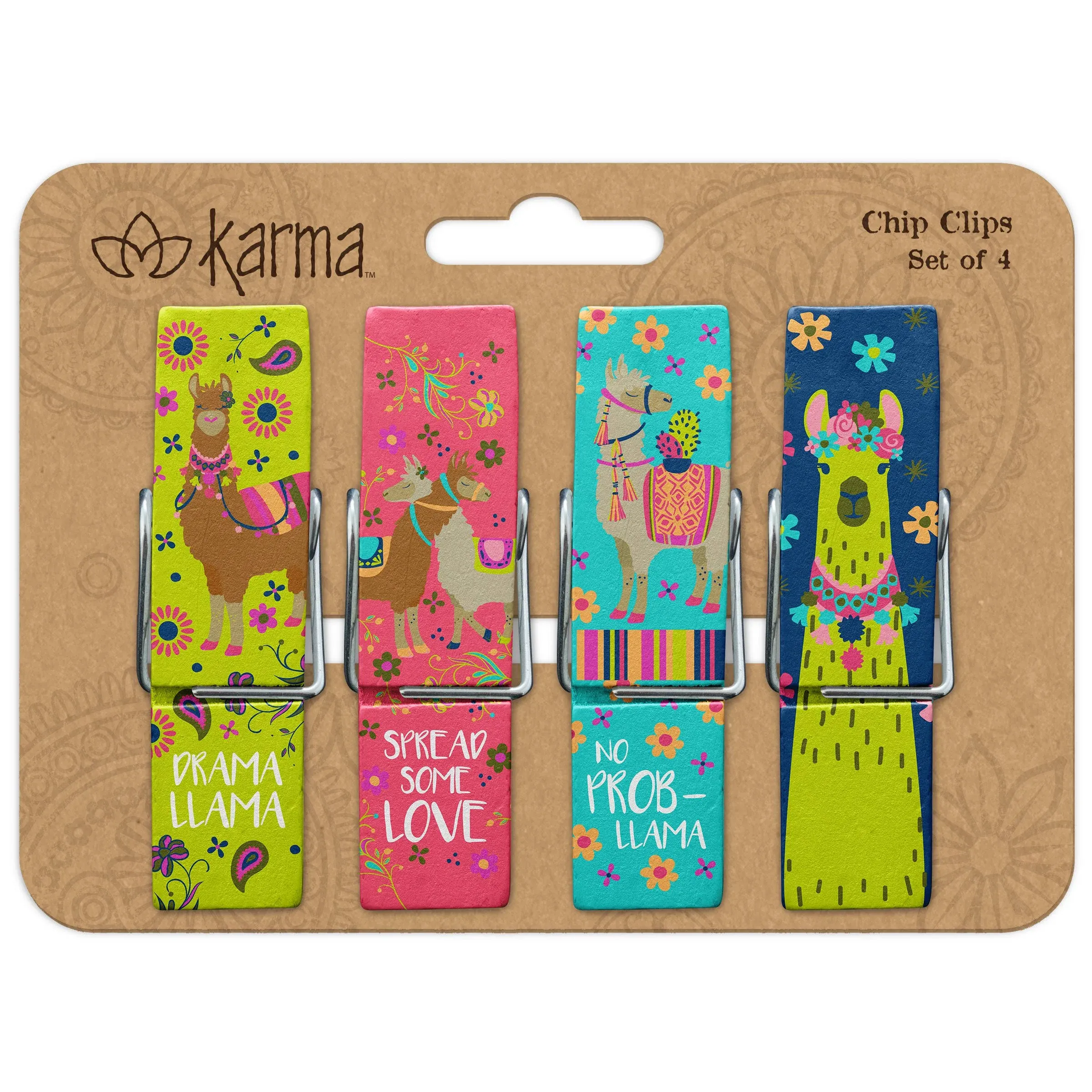 Karma Chip Clips - Bag Clips - Potato Chip Bag Clips - Colorful and Fun Bag Clips for Food and Storage - One Size - Llama