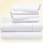 6 Piece Sheet Set with 4 Pillowcases - 400 Thread Count 100% Cotton Sateen - Deep Pocket by California Design den - Bright White, King