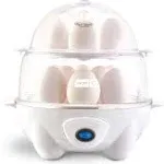 DASH Deluxe Rapid Egg Cooker for Hard Boiled, Poached, Scrambled Eggs, Omelets, Steamed Vegetables, Dumplings & More, 12 capacity, with Auto Shut Off Feature - WhiteDASH Deluxe Rapid Egg Cooker for Hard Boiled, Poac…