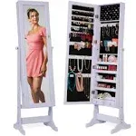 Best Choice Products Jewelry Armoire Cabinet, Full Length Mirror w/ Velvet Storage Interior, Lock - Lavender