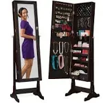 Best Choice Products Mirrored Jewelry Cabinet Armoire with Stand, Brown