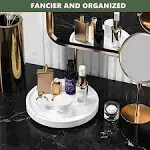 Turntable Vanity Tray 10 inch for Perfume Candle, Bamboo Kitchen Sink Countertop Organizer for Keep Glass