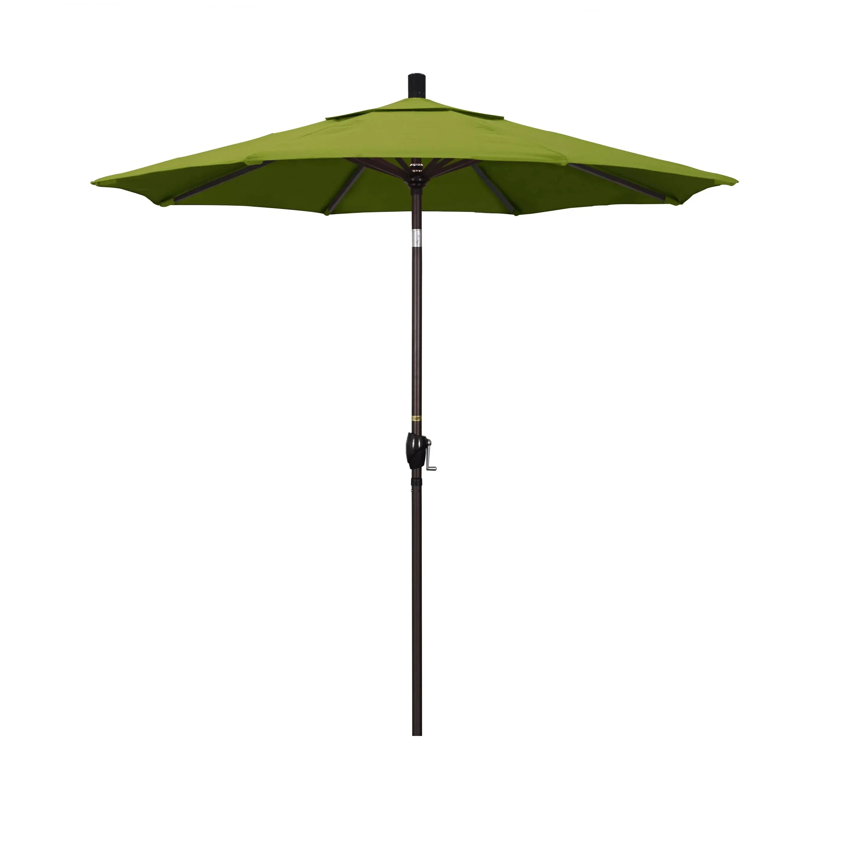 California Umbrella 7.5' Round Aluminum Market Umbrella, Crank Lift, Push Button Tilt, Bronze Pole, Olefin Kiwi