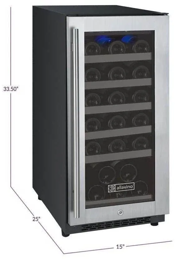 Allavino 24" Wide FlexCount II Tru-Vino 56 Bottle Single Zone Left Hinge Wine Refrigerator