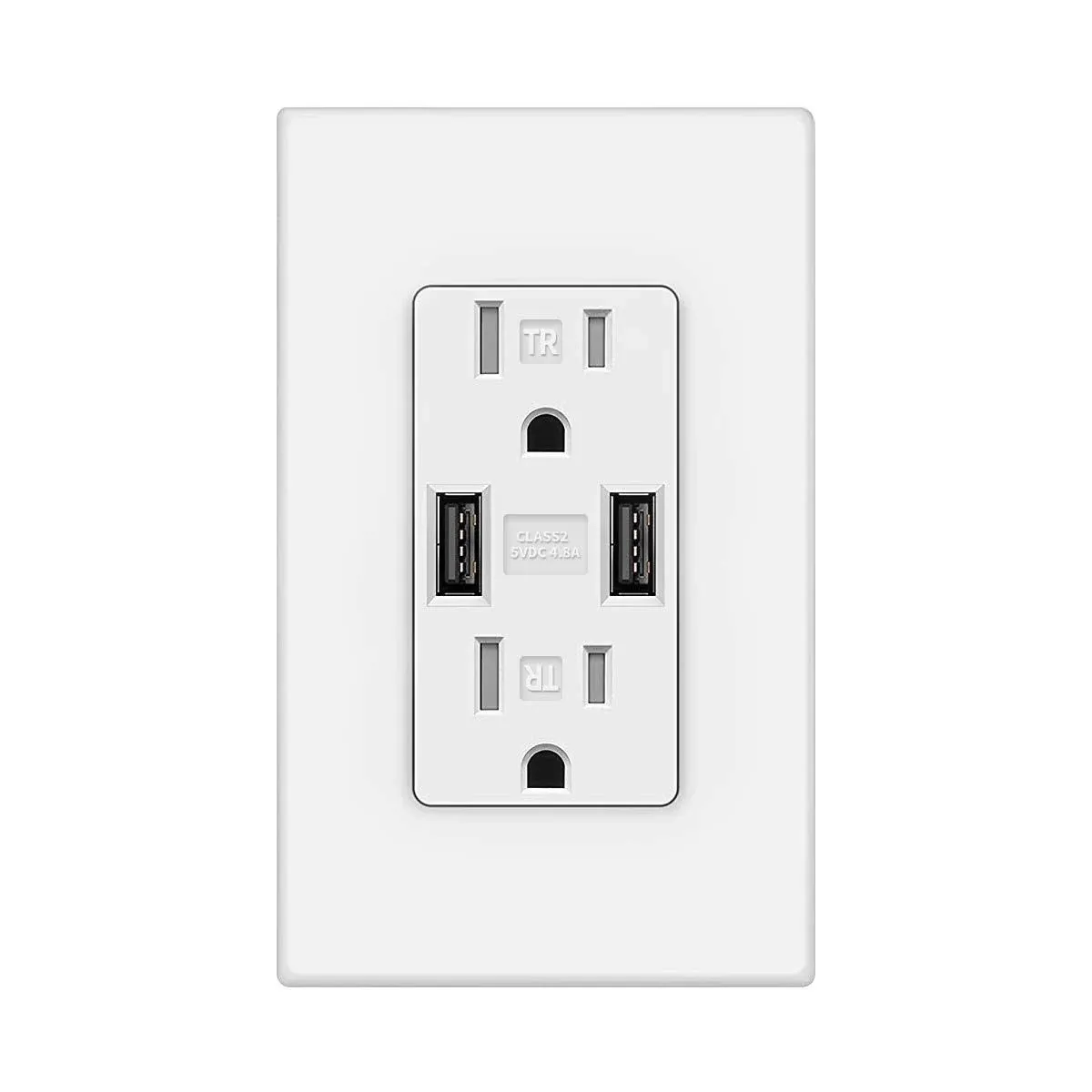 USB Outlet 4.8A Wall Charger Dual High Speed Receptacle 15 Amp