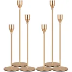 Gold Taper Candle Holder Set of 6, Brass Gold Tall Candlestick Holders, Metal...