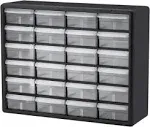 Akro-Mils 30210 AkroBins Plastic Storage Bin Hanging Stacking Containers, (5-Inch x 4-Inch x 3-Inch), Black, 24-Pack