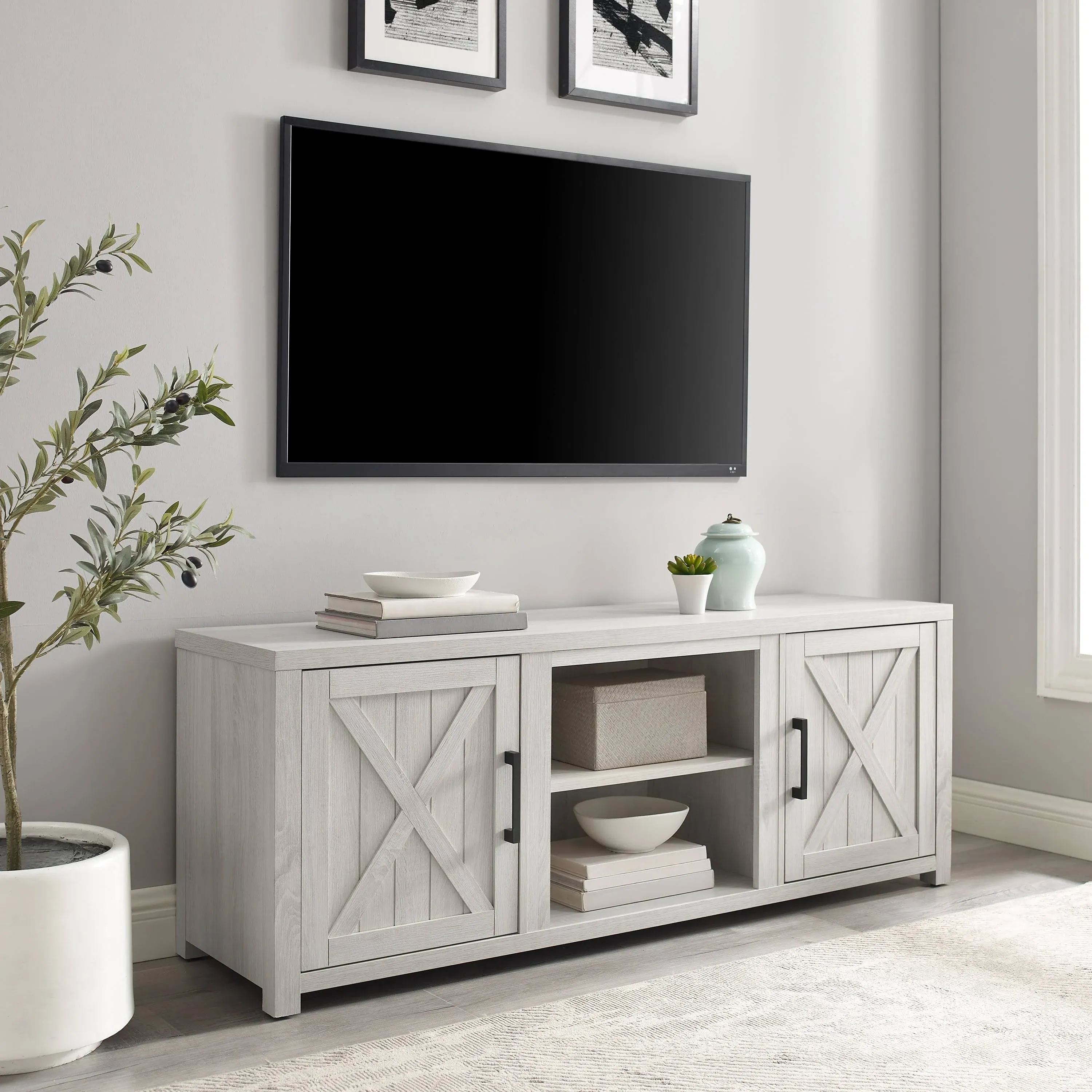 Crosley Furniture Gordon 58" Low Profile TV Stand Whitewash