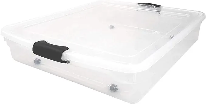 Homz 56 Underbed Clear Plastic Latching Storage Container