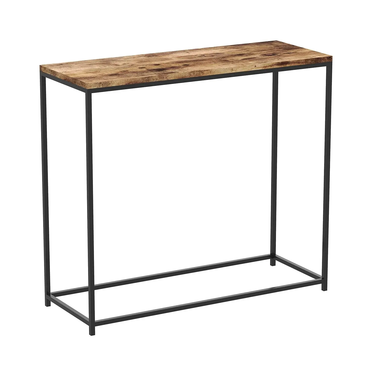 Glass and Black Metal Console Table