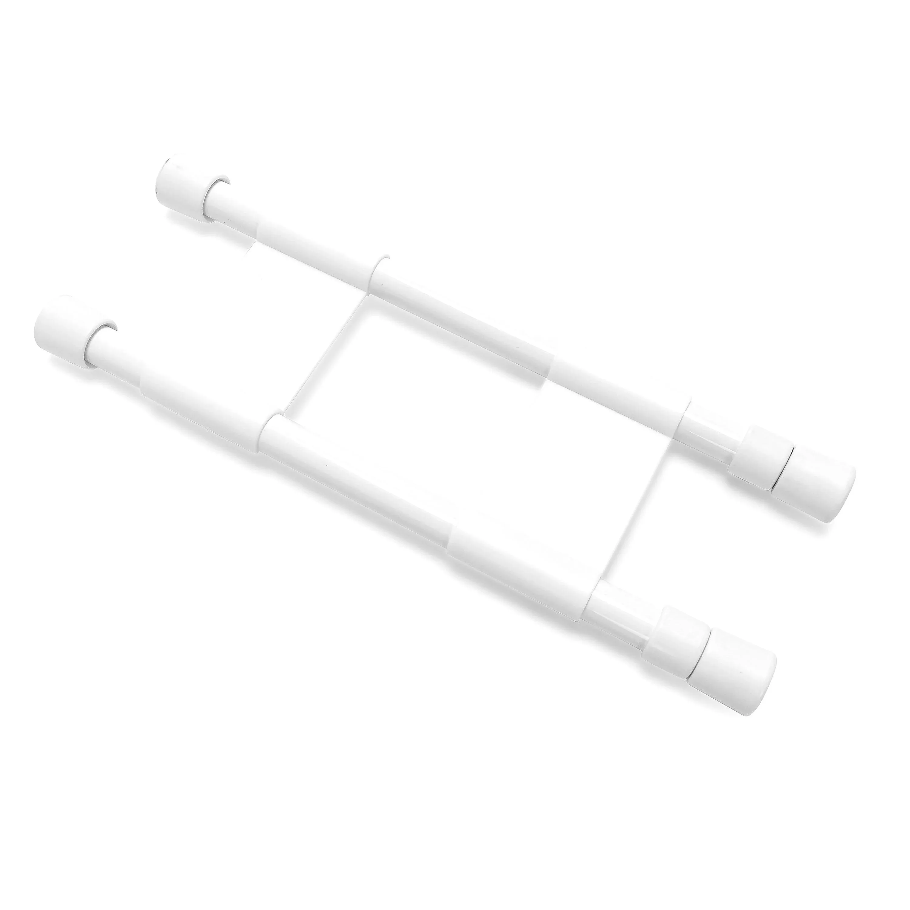 Camco RV Cupboard Double Bar | Adjustable Spring-Loaded Tension Bars Compress and Extend in Size from 10 to 17-inches | White (44093)