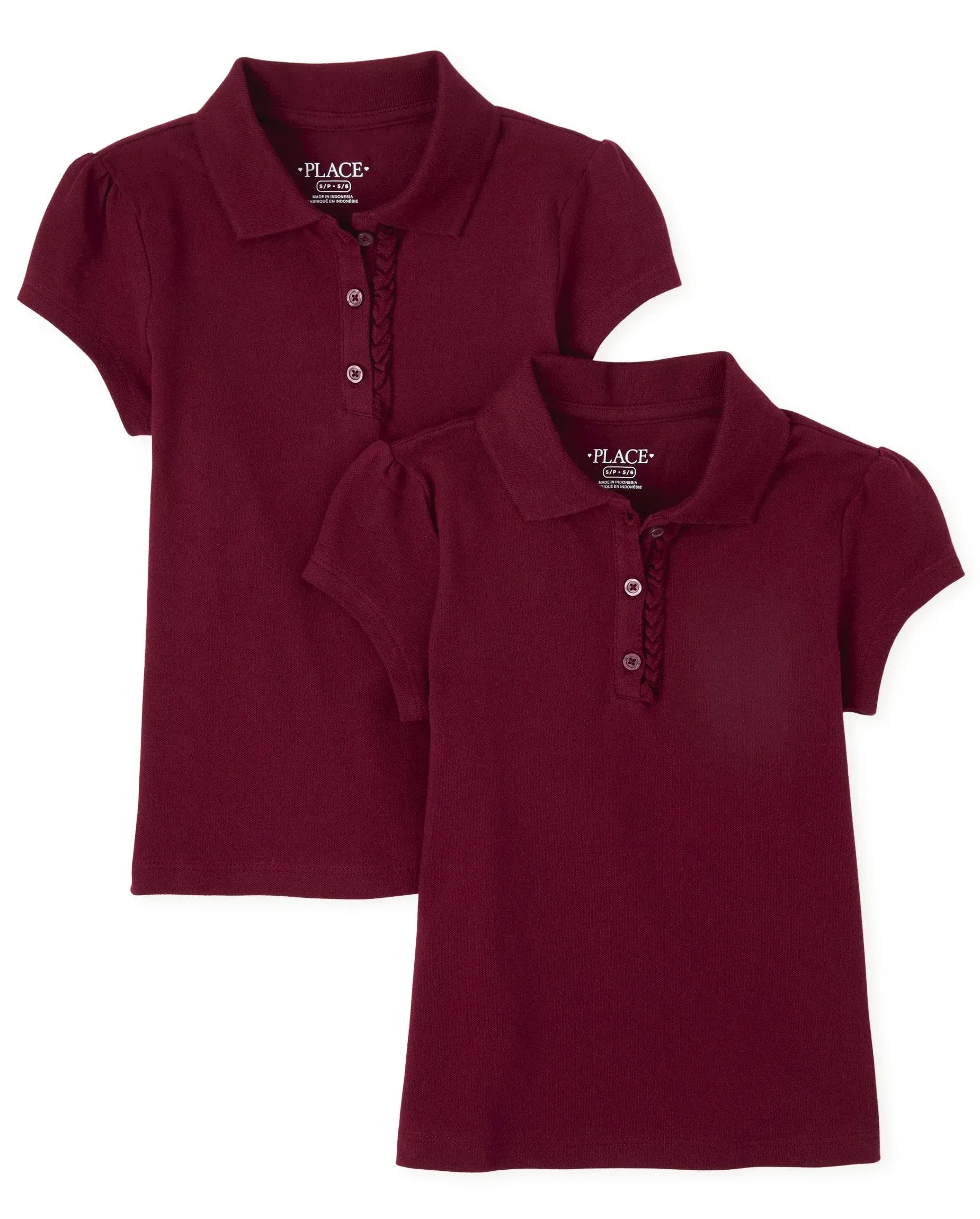 The Children's Place Girls Short Sleeve Ruffle Pique Polo Multipack