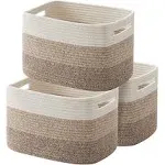 DOFASAYI Woven Baskets for Storage 3-Pack - Rope Storage Baskets | Toy Storage Basket for Nursery | Baby Organizing Basket with Handles | Cotton