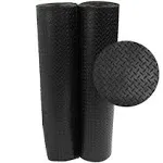 Rubber-Cal Diamond Plate Rubber Flooring Rolls, 3mm x 4ft x 5ft Rolls - Black