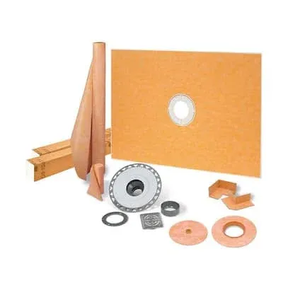 Schluter Kerdi-Shower-Kit 38 in. x 60 in. Shower Kit in PVC with Stainless Steel Drain Grate KSK9651525PVCE