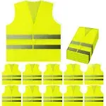 PeerBasics 10 Pack Yellow Reflective Safety Vest Silver Strip Mesh 10